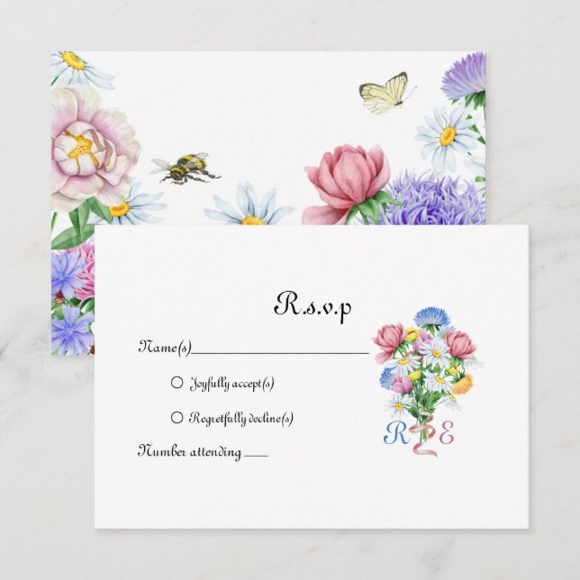Simple Garden Spring Daisy Wildflower Minimal RSVP Card (Front/Back)