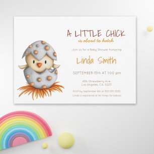 Simple Gender Neutral Baby Bird Hatching Farm Invitation