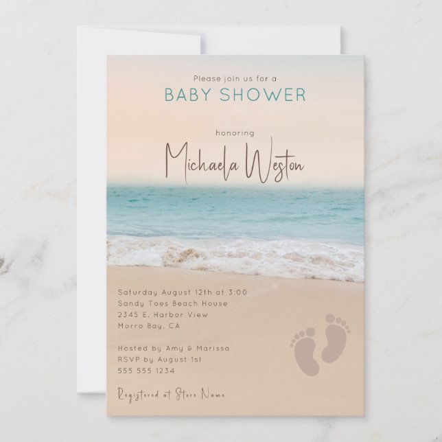 Simple Gender Neutral Beach Baby Shower  Invitation (Front)