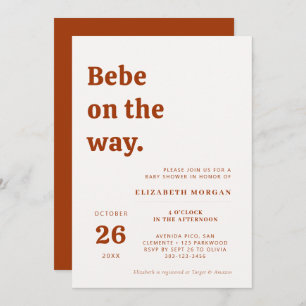 Simple Gender Neutral Boho Terracotta Baby Shower Invitation