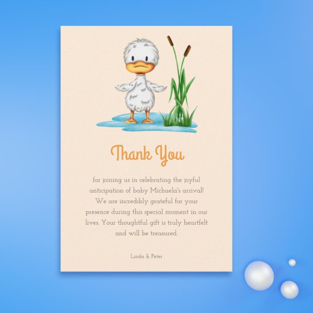 Simple Gender Neutral Duck Baby Shower Thank You Card (Simple Gender Neutral Duck Baby Shower Thank You Card )