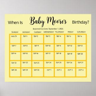 Simple Gender-Neutral Due Date Baby Shower Game