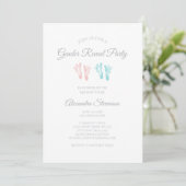 Simple Gender Reveal Baby Shower Cute Footprints Invitation (Standing Front)