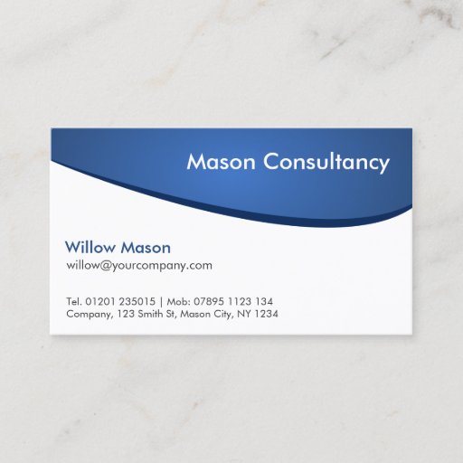 Customizable Simple Generic Blue and White Curved Business Card