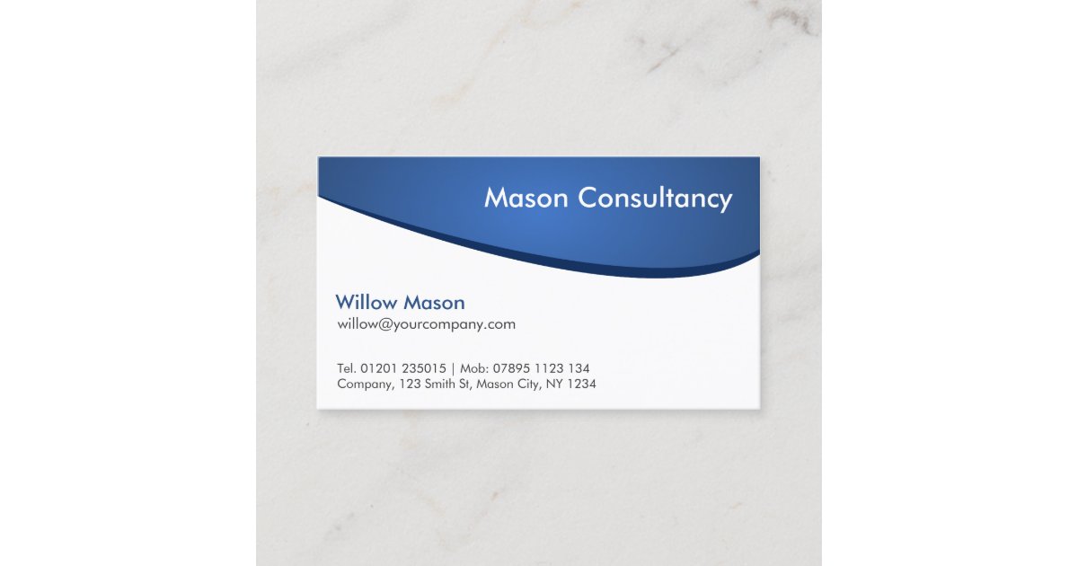 Simple Generic Blue and White Curved Business Card | Zazzle.com