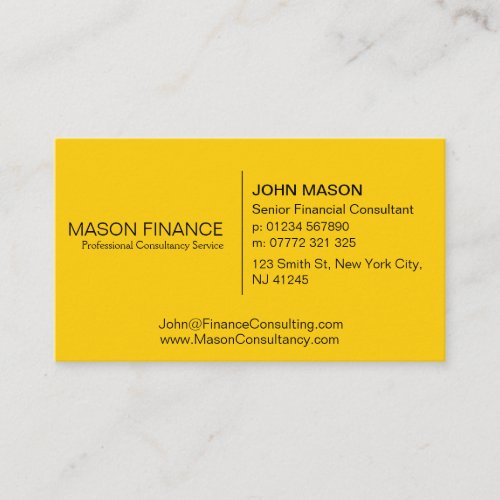 Simple Generic Yellow Business Card