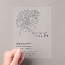Simple gentle embossed tropical monstera leaf
