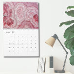 Simple Geode Marble Stone Pink Wall Calendar<br><div class="desc">A captivating pink rhodochrosite print that brings the delicate beauty of this stunning mineral to life. Add your monogram or name to personalize it! With a close-up perspective, this showcases the intricate details and mesmerizing patterns of the rhodochrosite stone. Its soft, rosy pink hues create a soothing and enchanting visual...</div>