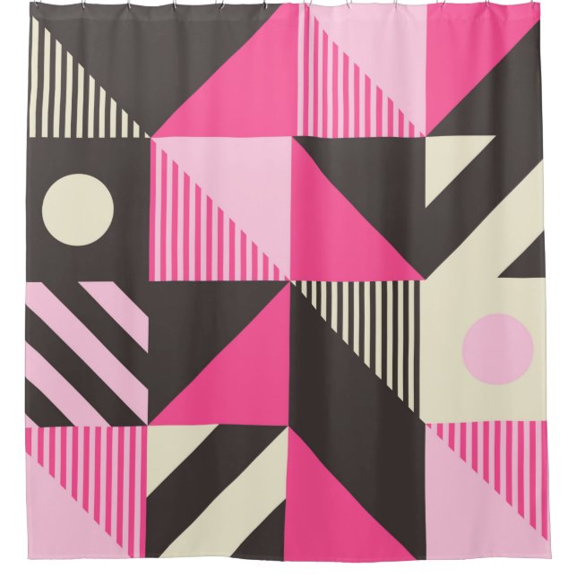 Simple geometric artwork with editable bold blocks shower curtain (Front)