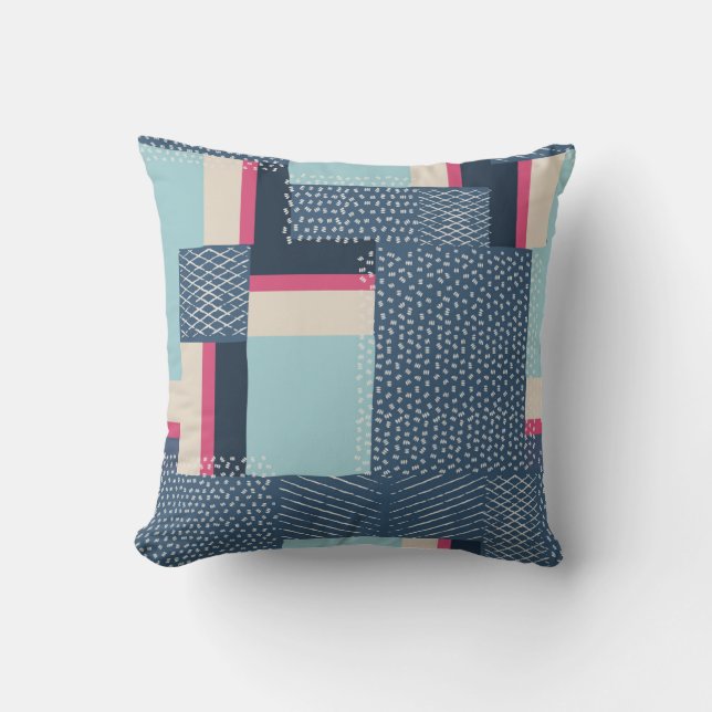 Simple Geometric Brush Strokes: Color Block Throw Pillow (Front)