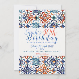 Simple Geometric Floral Pattern Tile Invitation
