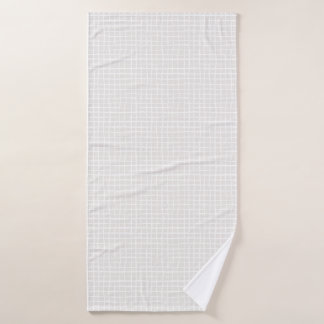 Simple geometric Grid beige white neutral check Bath Towel