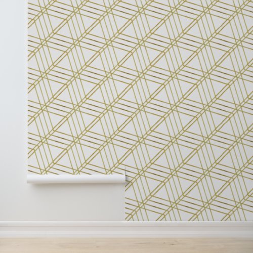 Simple Geometric Modern Classy Deco White And Gold Wallpaper