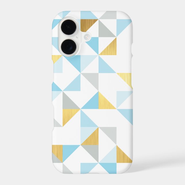 SIMPLE GEOMETRIC modern triangle pattern blue gold Iphone Case (Back)