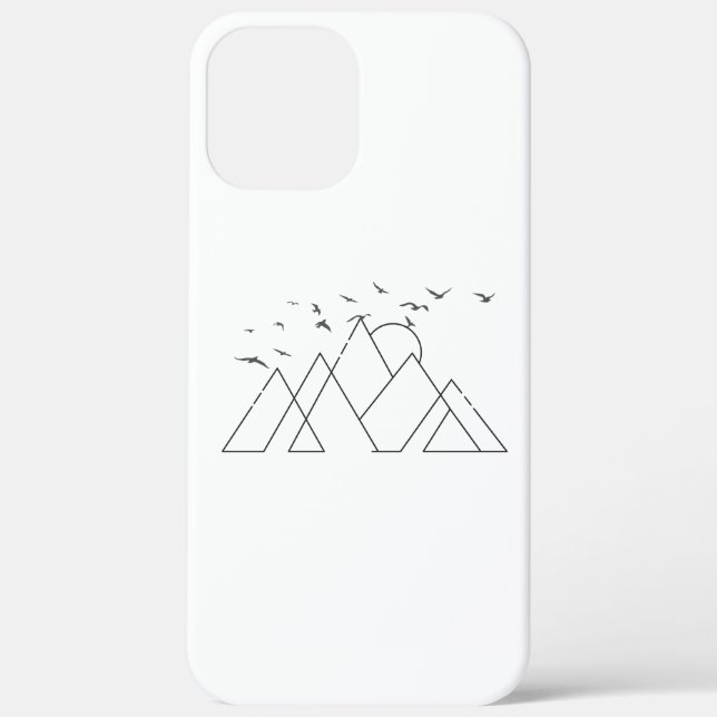 Simple Geometric Mountains With Birds Nature Ar Case-Mate iPhone Case (Back)