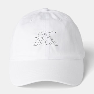Simple Geometric Mountains With Birds Nature Art Hat