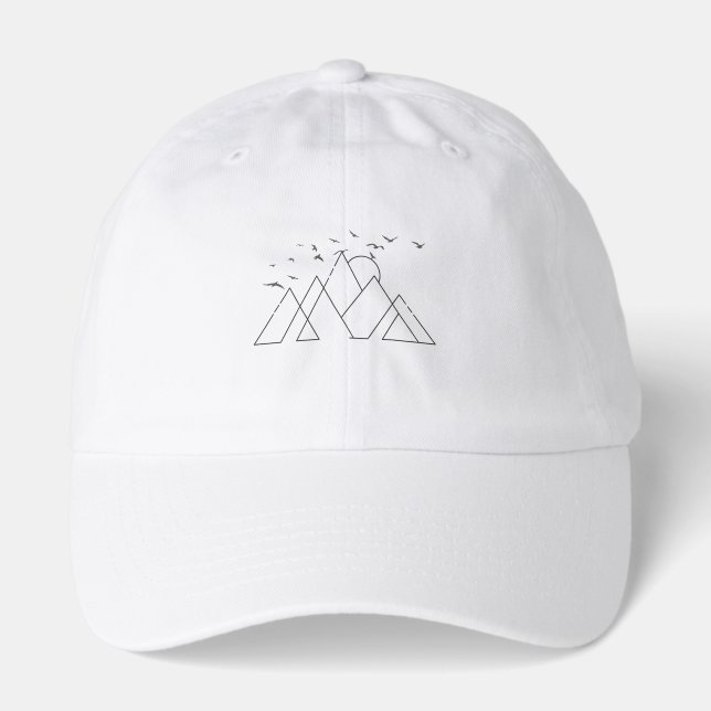 Simple Geometric Mountains With Birds Nature Art Hat (Front)