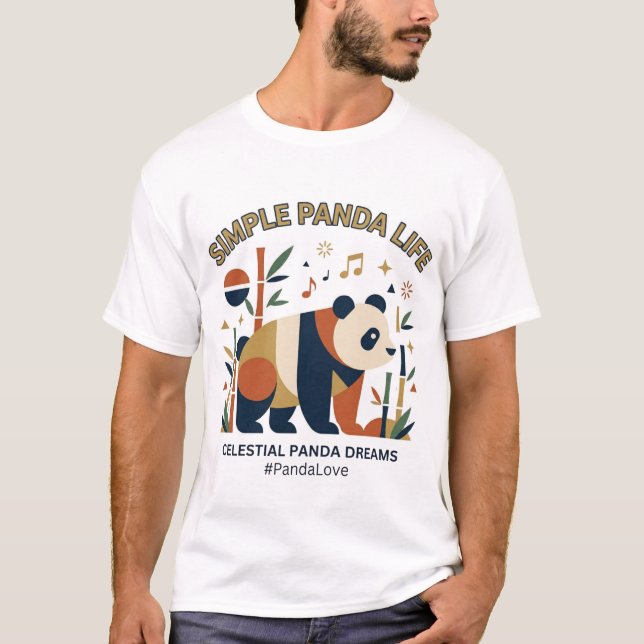 Simple Geometric Panda Minimalist Abstract Art T-Shirt (Front)