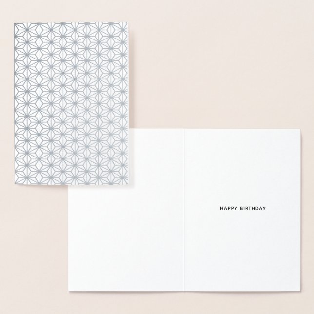 Simple Geometric Pattern Happy Birthday Silver Foil Card (Display)