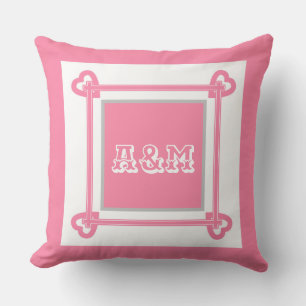 Simple, Geometric, Pattern ,Pink , Gray Throw Pil Pillow