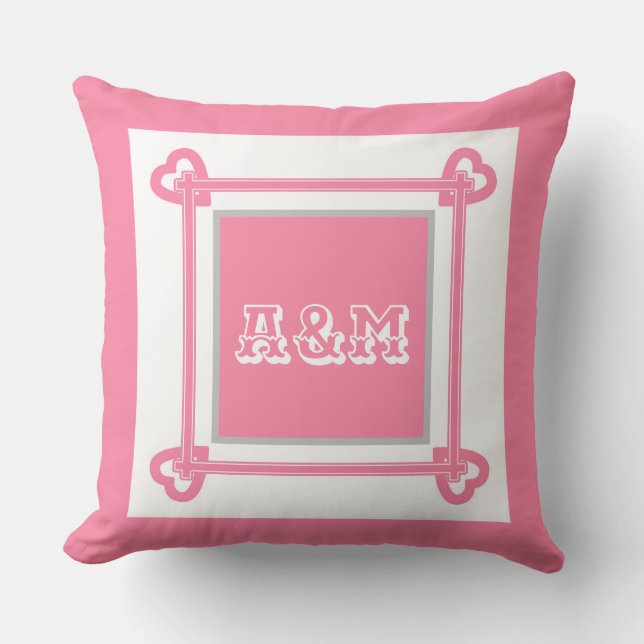 Simple, Geometric, Pattern ,Pink , Gray  Throw Pil Pillow (Front)