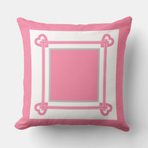 Simple, Geometric, Pattern ,Pink , Gray Throw Pillow
