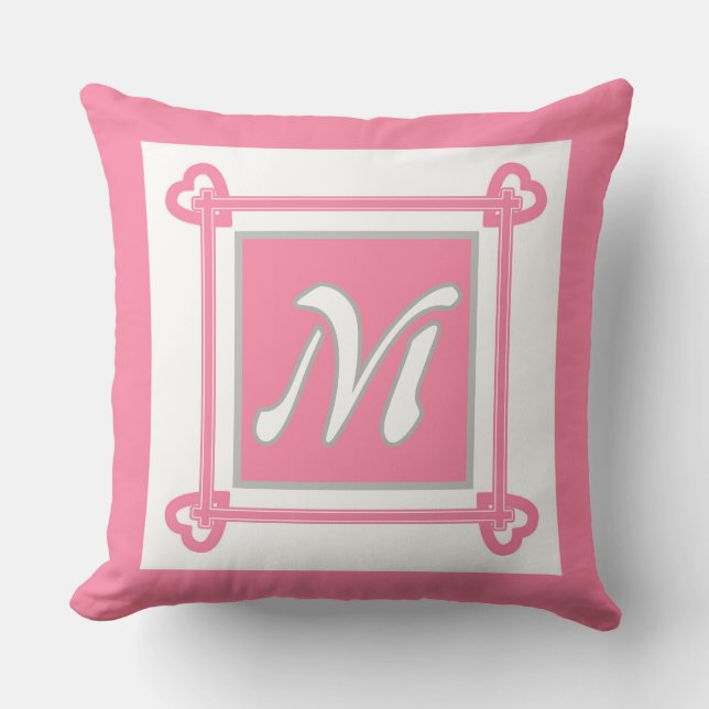 Simple, Geometric, Pattern ,Pink , Gray  Throw Pillow (Front)
