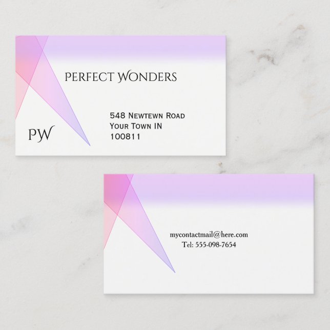 Simple Geometric Purple Business Cards (Front/Back)