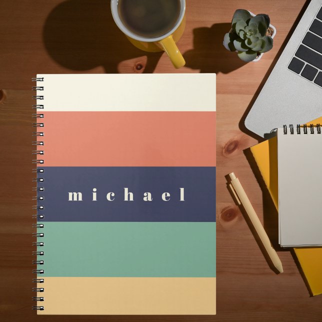 Simple Geometric Retro Colorful Stripes Notebook (Creator Uploaded)