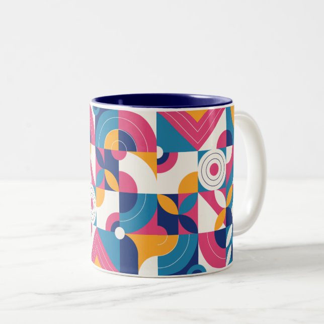 Simple Geometric Seamless Colorful Pattern Two-Tone Coffee Mug (Front Right)
