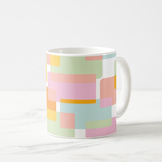 Simple Geometric Shapes in Pastels Yellow Orange Coffee Mug (Front Right)