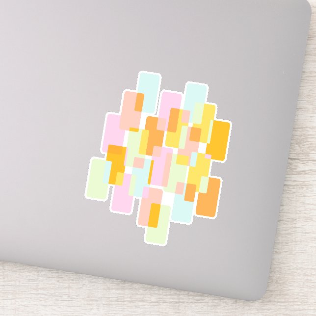 Simple Geometric Shapes in Pastels Yellow Orange Sticker (Detail)
