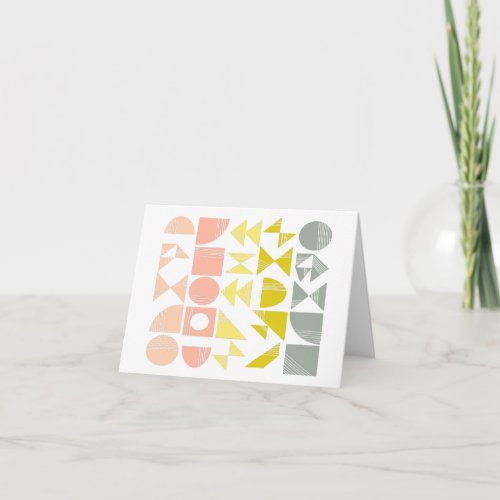 Simple Geometric Shapes Lines in Pastel Coral Note Card