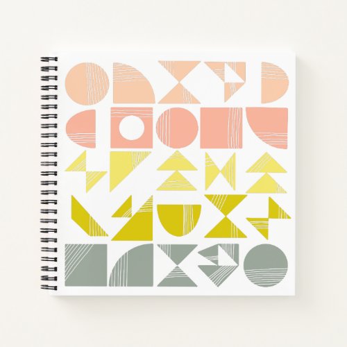 Simple Geometric Shapes Lines in Pastel Coral Notebook