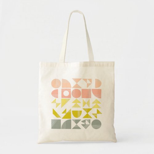 Simple Geometric Shapes Lines in Pastel Coral Tote Bag