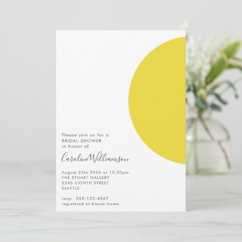Simple Geometric Shapes Yellow Gray Bridal Shower Invitation