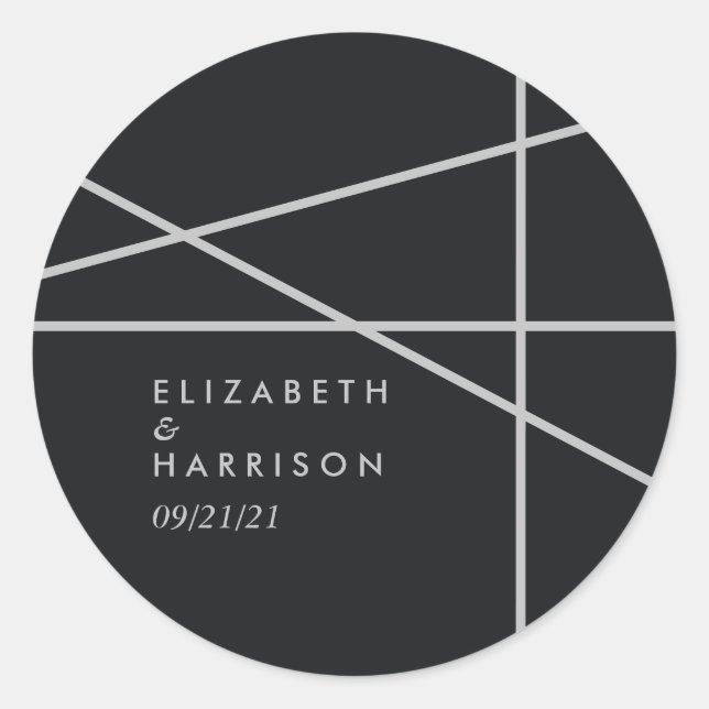 Simple Geometric Style Wedding Classic Round Sticker (Front)