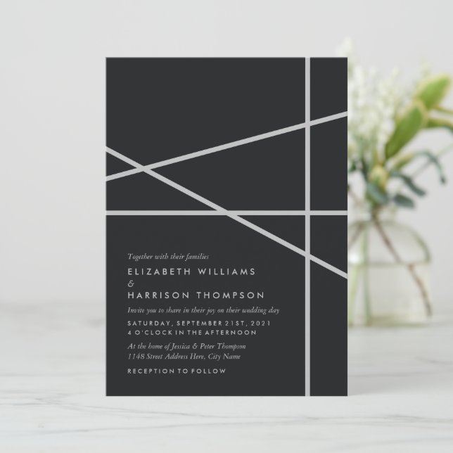 Simple Geometric Style Wedding Invitation (Standing Front)