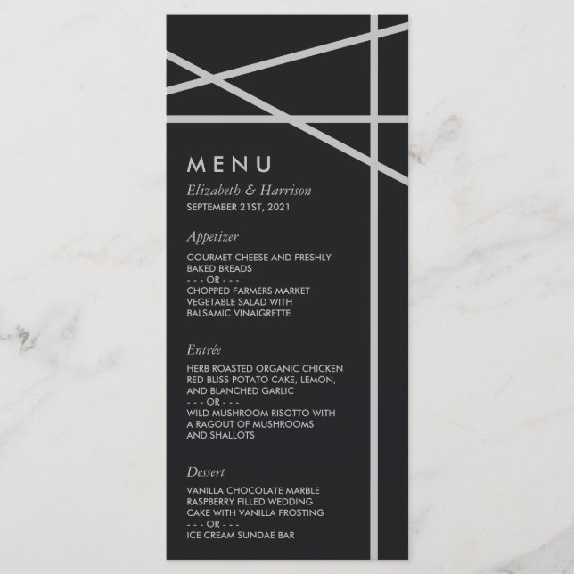 Simple Geometric Style Wedding Menu (Front)