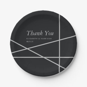 Simple Geometric Style Wedding Paper Plates