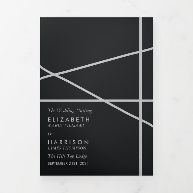 Simple Geometric Style Wedding Tri-Fold Program (Cover)