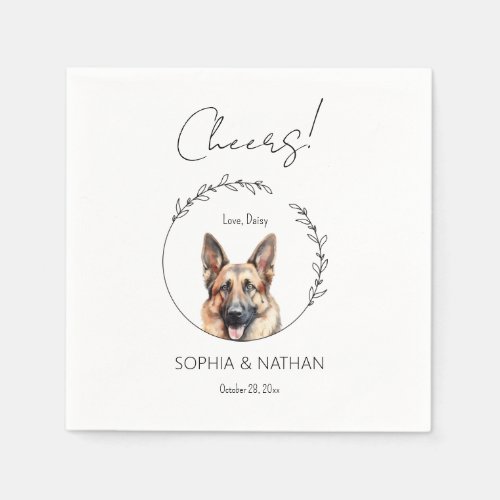 Simple German Shepherd Wedding Cocktail Napkins