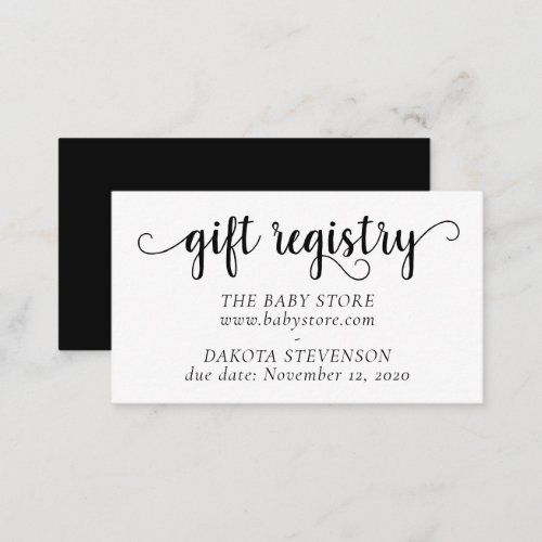 Simple Gift Registry  Black Script Any Event Enclosure Card