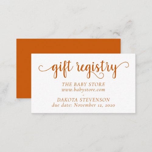 Simple Gift Registry  Fall Orange Any Party Event Enclosure Card