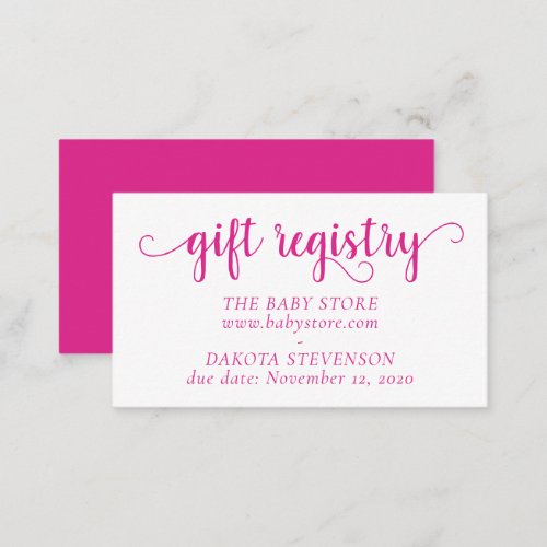 Simple Gift Registry  Hot Pink Any Party Event Enclosure Card