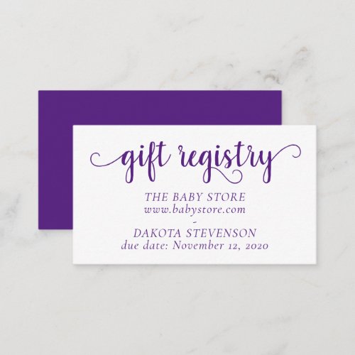 Simple Gift Registry  Purple Grape Any Event Enclosure Card