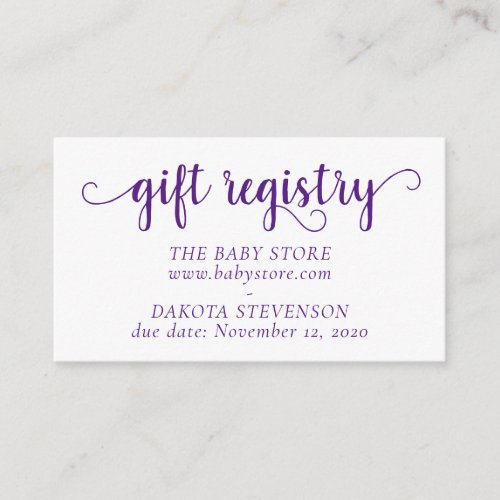 Simple Gift Registry  Purple Grape Any Event Enclosure Card