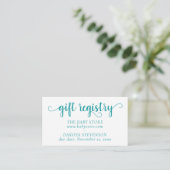 Simple Gift Registry | Teal Aqua Any Party Event Enclosure Card (Standing Front)
