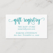 Simple Gift Registry | Teal Aqua Any Party Event Enclosure Card (Front)
