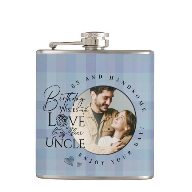 Simple Gifts For Uncle | Custom Birthday  Flask (Front)